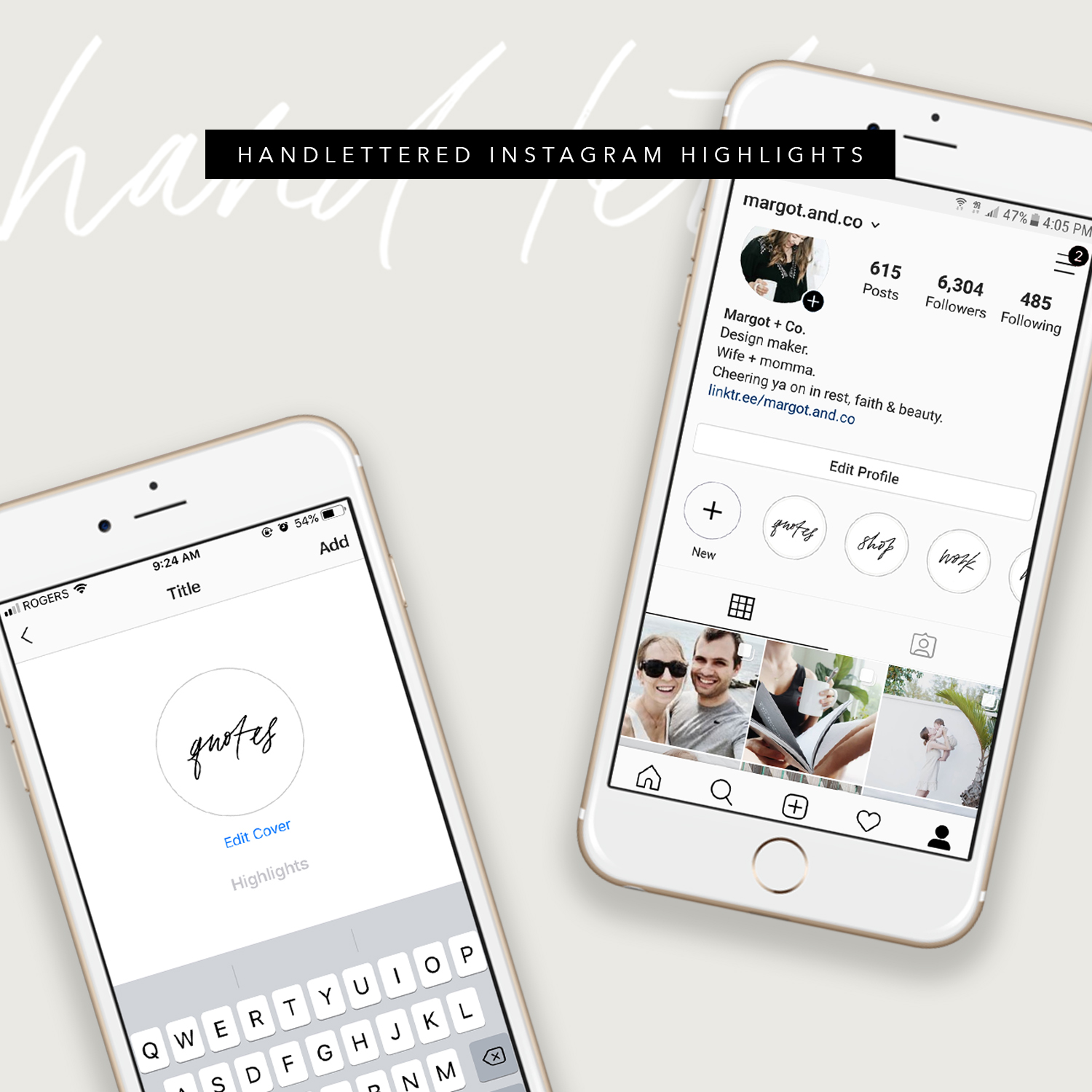 Instagram profile and highlights mockup generator. Hand Lettered Instagram Highlights Margot Co