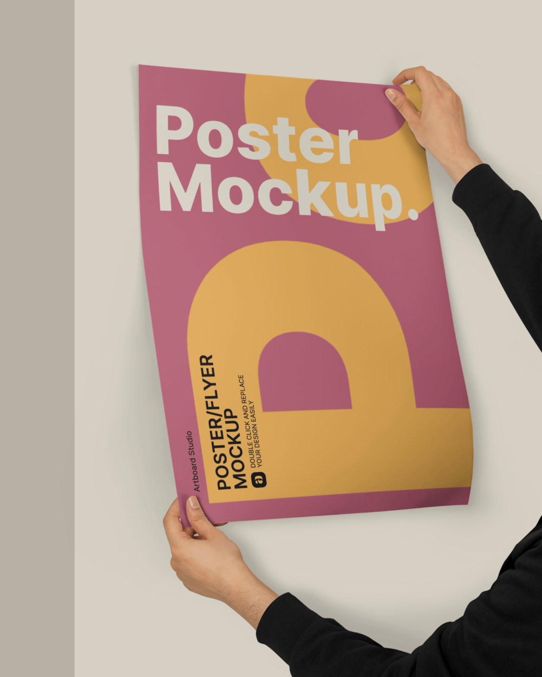 How to use a flyer mockup generator · 1. Poster Mockup Hanging On The Wall