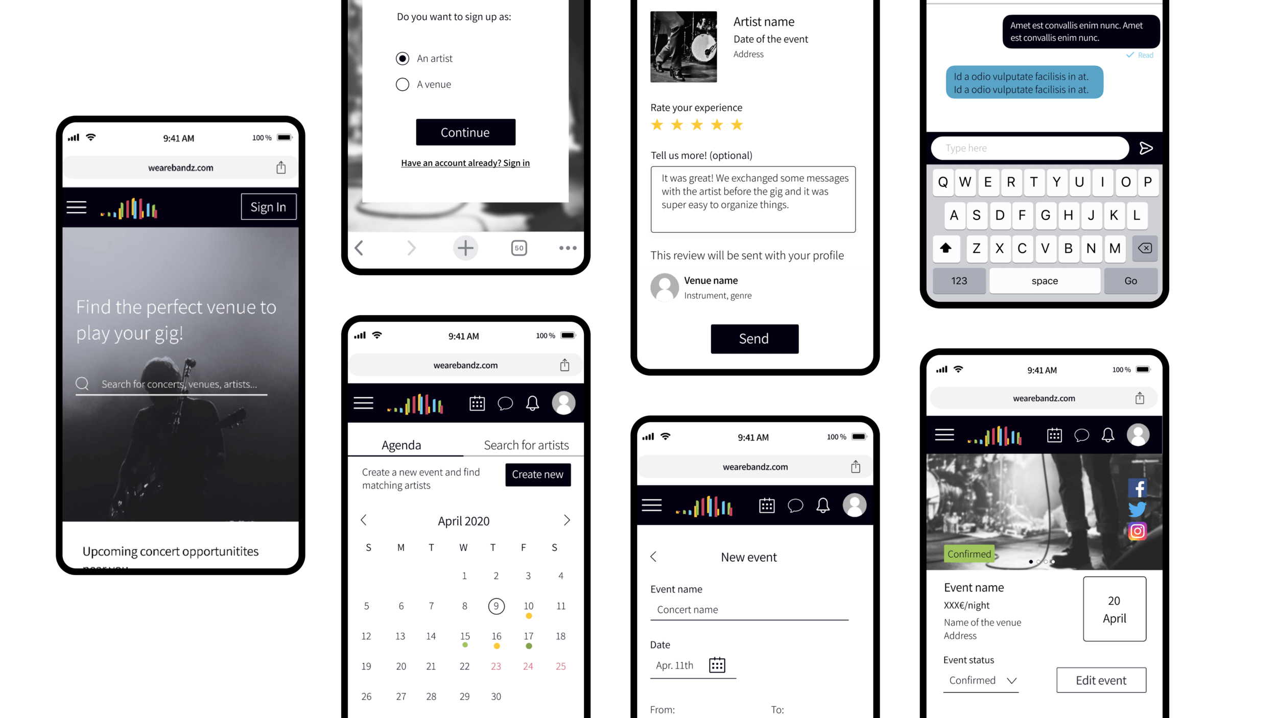 Wireframe design guide · wireframe design guide · wireframes vs mockups · wireframes vs prototypes · beginners' guide to wireframing uis. Work Wearebandz Ella Forte
