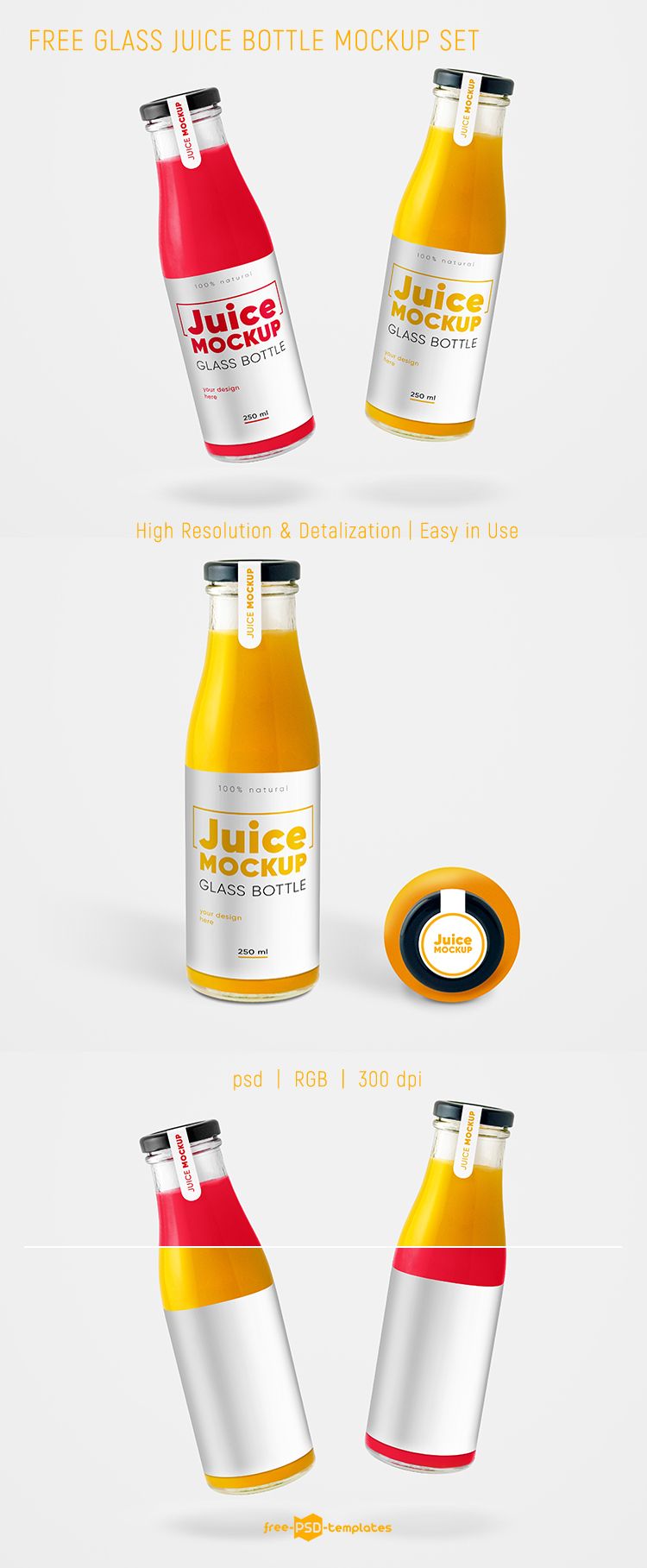 Image Showcase your corporate identity or packaging design for juice in the most photorealistic way with these juice packaging mockups. Juice Bottle Mockup Psd Free Download 66 Branding Mockups Free Mockups Psd Smart Object Mockup Templates